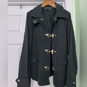 Vintage Lauren Ralph Lauren black raincoat in size large